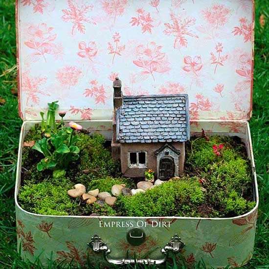 Suitcase Fairy Garden by empressofdirt.